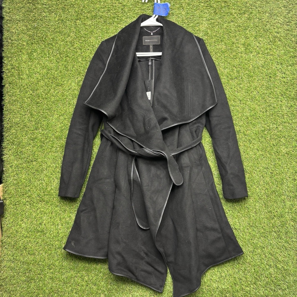 DKNY Wool Coat Womens Small Belted Classic Cameron Middleton Old Money Cozy NWT